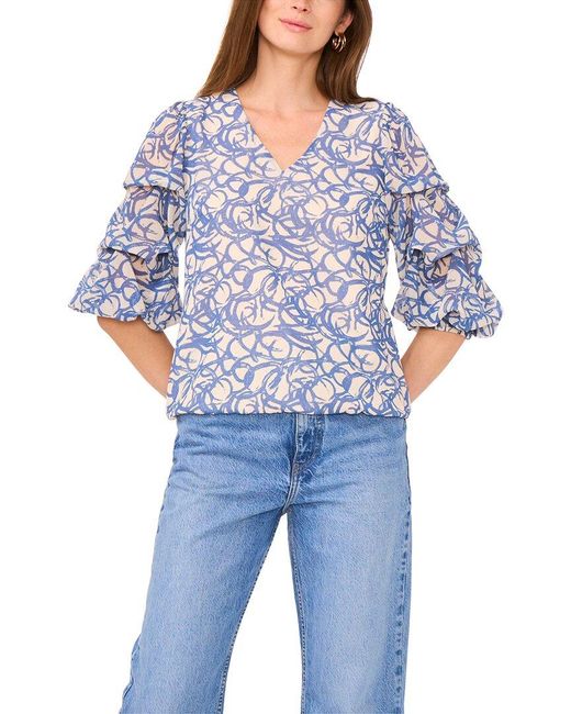 Vince Camuto Blue Lantern Sleeve Blouse