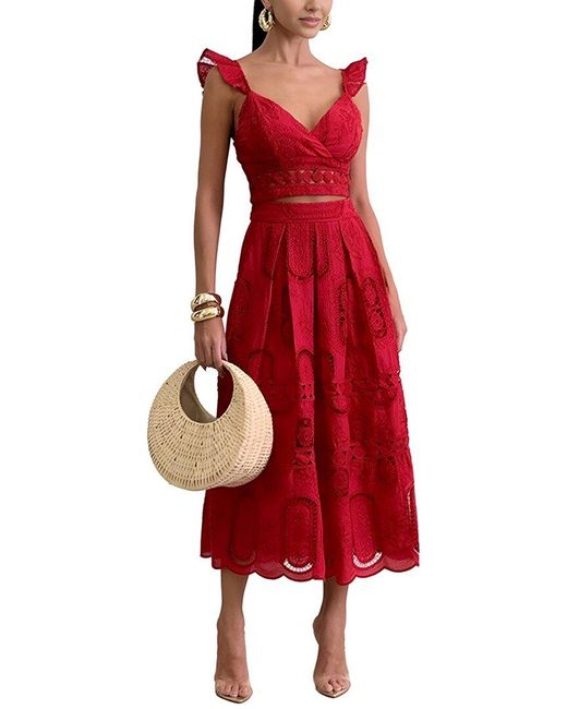 MIRA RICHI Red 2Pc Top & Skirt Set
