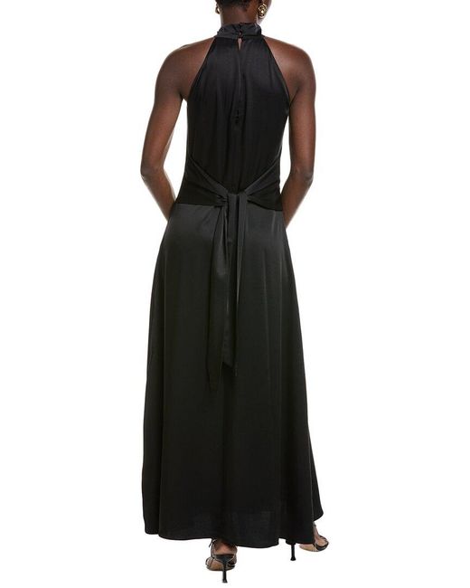 Toccin Black Jocelyn Tie-Front Satin Maxi Dress