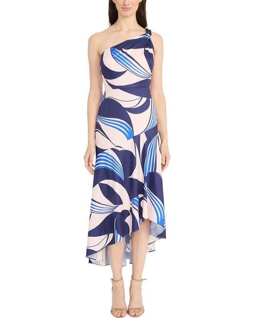 Maggy London Blue One Shoulder Dress