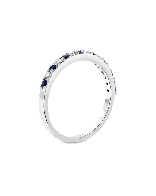 LEVARON White 14K 0.35 Ct. Tw. Diamond & Sapphire Stackable Ring