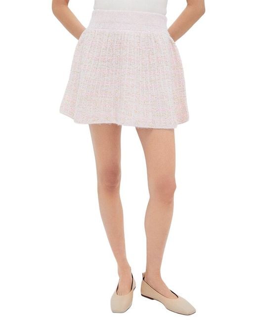 Moon River White Knit Mini Skirt
