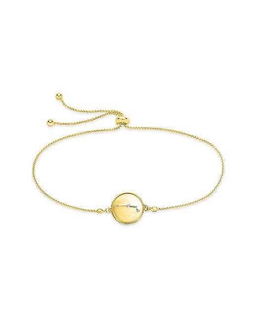 Sterling Forever Metallic 14k Over Silver Cz Aries Disc Bolo Bracelet