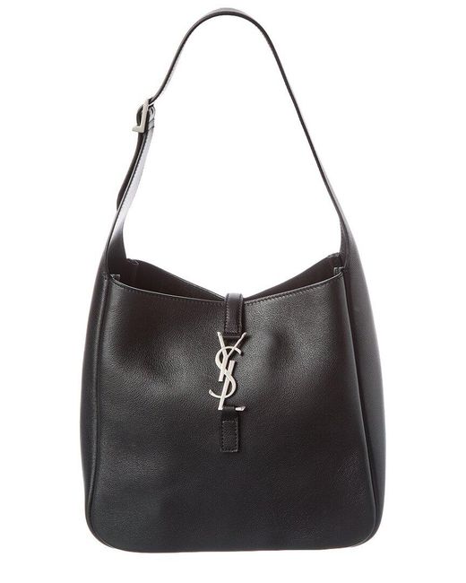 Saint Laurent Black Le 5 A 7 Small Leather Hobo Bag