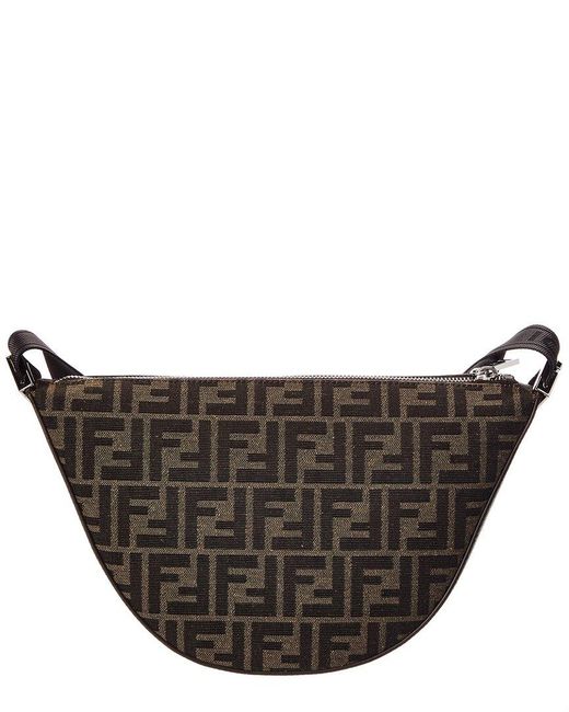 Fendi Brown Dnu Inv Roma Melon Small Ff Jacquard & Leather Hobo Bag