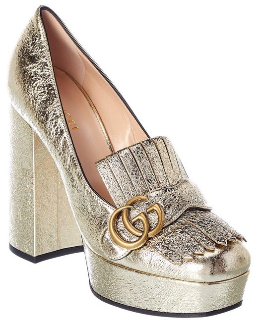 Gucci GG Fringe Leather Platform Pump in Metallic Lyst