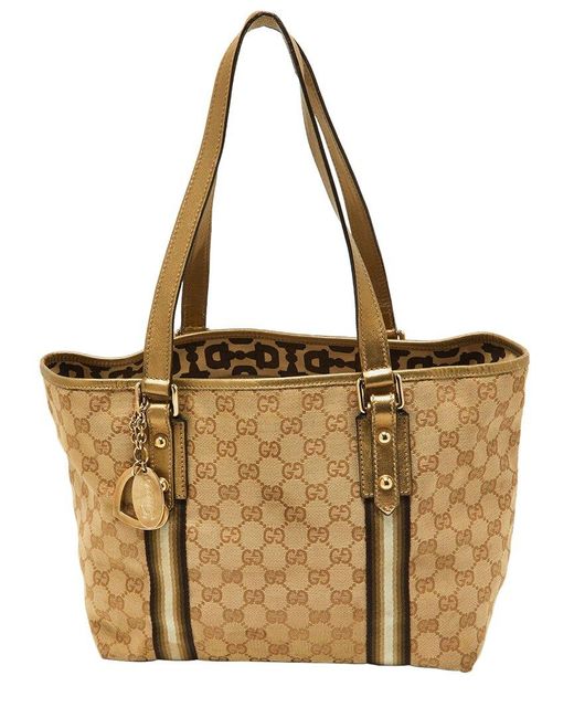 Gucci Brown Canvas & Leather Jolicoeur Tote (Authentic Pre-Owned)