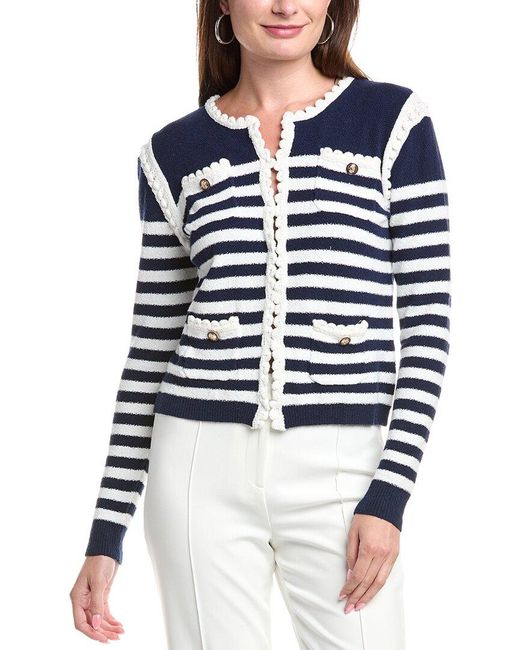 Tahari Blue Nautical Stripe Cardigan