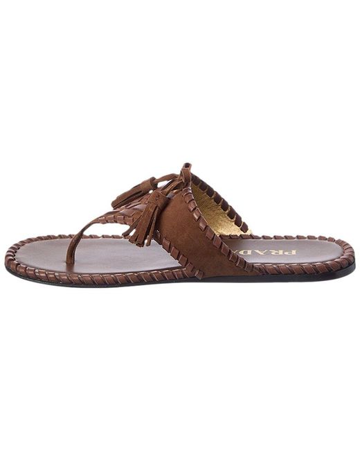 Prada Brown Leather & Suede Sandal