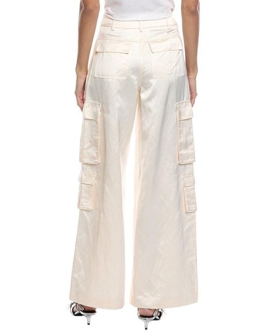 Self-Portrait Natural Satin Cargo Trouser