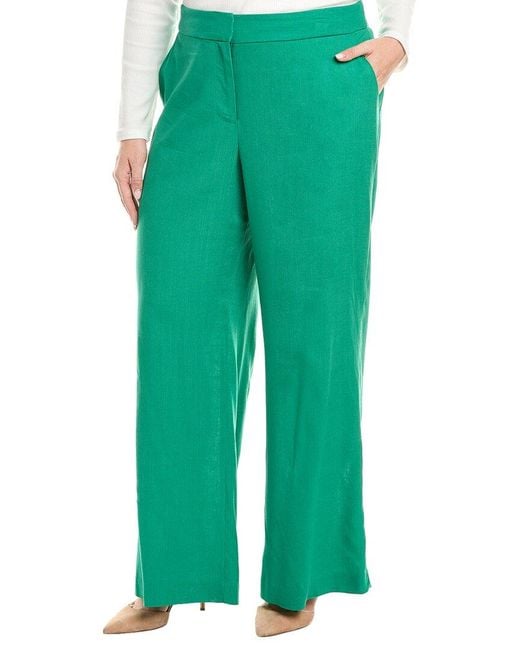 Tahari Green Plus Linen-Blend Pant