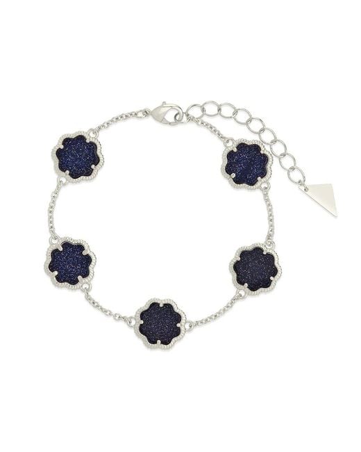 Sterling Forever White Rose Petal Station Bracelet