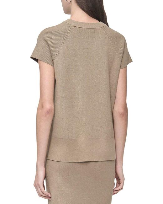 DKNY Natural Crew Neck Pocket Top