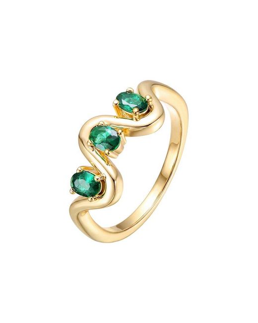 Genevive Jewelry Metallic Rachel Glauber 14K Plated Cz Three Stone Ring