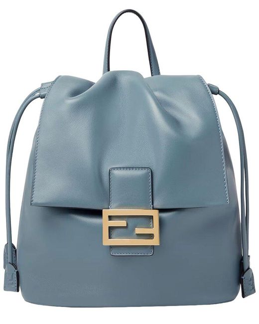 Fendi Blue Leather Backpack