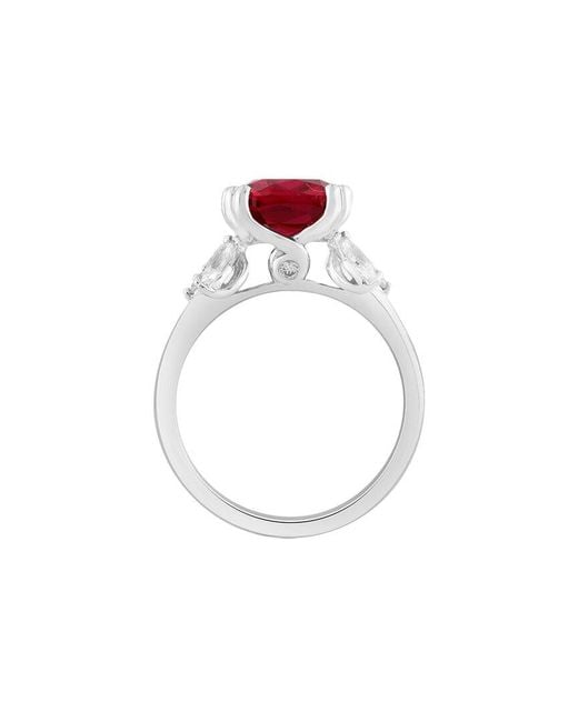 Brilliant Bloom Red 14K 1.05 Ct. Tw. Lab-Grown Diamond & Ruby Ring