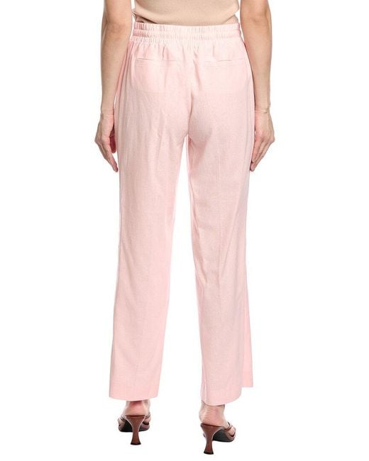 Jones New York Pink Drawstring Linen-Blend Pant