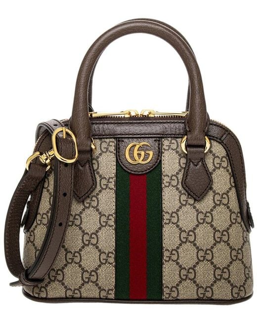 Gucci Black Ophidia Mini Gg Supreme Canvas & Leather Top Handle Bag
