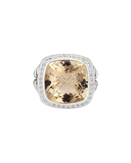 David Yurman White 0.34 Ct. Tw. Diamond & Champagne Citrine Albion Ring (Authentic Pre-Owned)