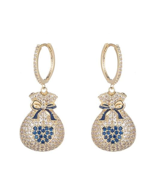 Eye Candy LA Metallic Cz Money Bag Earrings