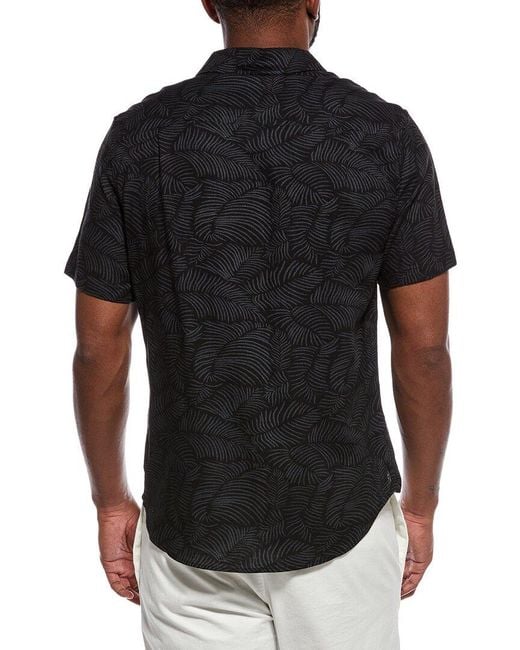 Onia Black Printed Linen-Blend Shirt for men