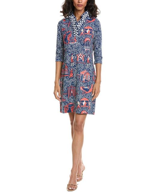 Gretchen Scott Blue Printed Midi Dress