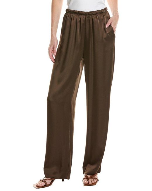 Vince Brown Satin Pull-On Pant