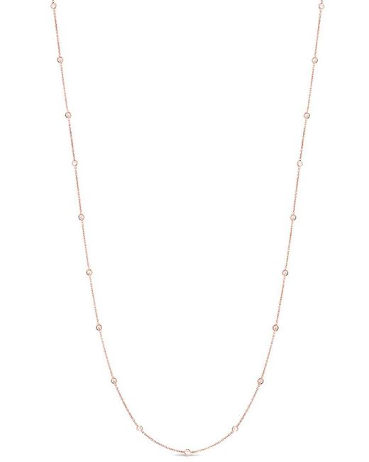 Suzy Levian White 14K Rose 1.00 Ct. Tw. Diamond Station Necklace