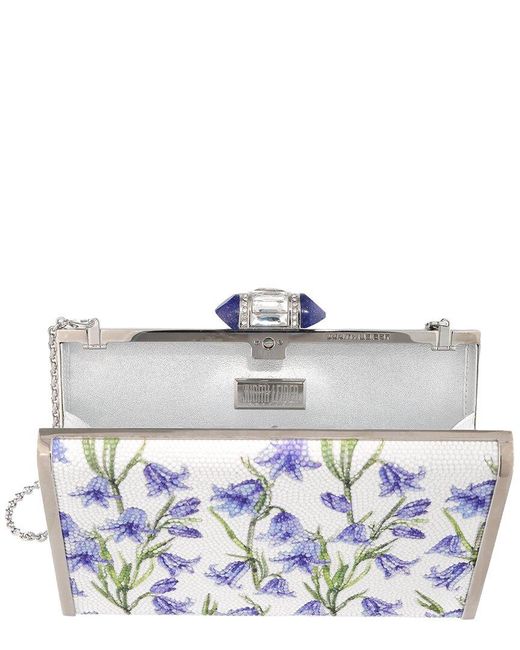 Judith Leiber Blue Tall Slender Rectangle Arabella Clutch