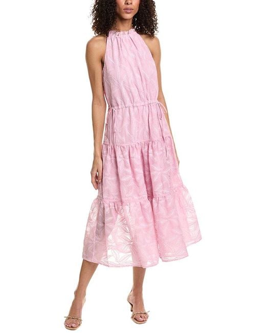 Ted Baker Pink Embroidered Midi Dress