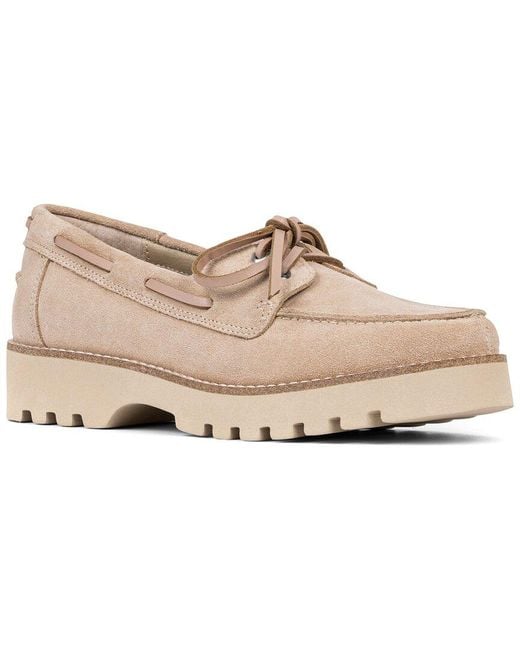 Donald J Pliner Natural Harlie02 Suede Lug Bottom Boat Shoe