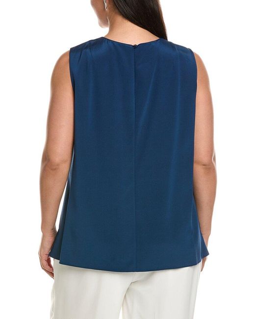 Lafayette 148 New York Blue Sleeveless Adela Silk-Blend Blouse