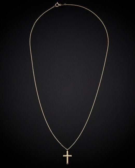 Italian Gold Black 14k Two-tone Cross Necklace