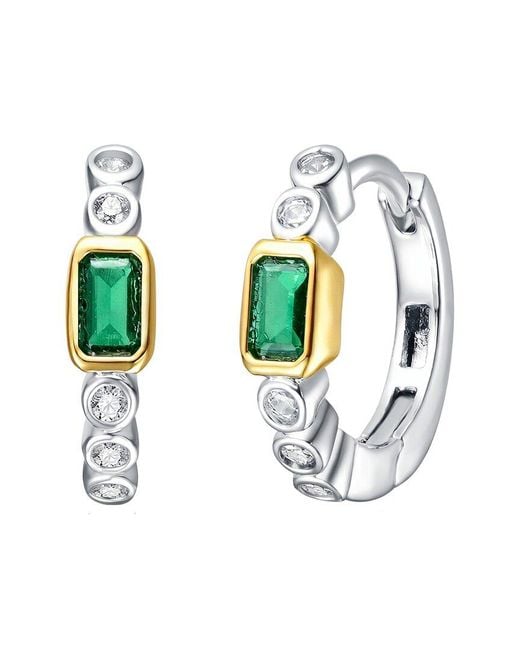 Genevive Jewelry White Rachel Glauber Plated Cz Hoop Earrings