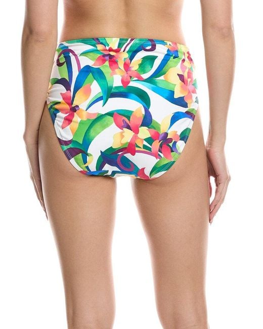 Tommy Bahama Blue Tropical Blooms Twist High-Waist Bikini Bottom