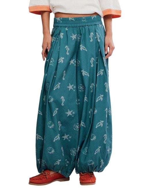 Free People Blue Moonflower Ballon Relaxed Fit Pant