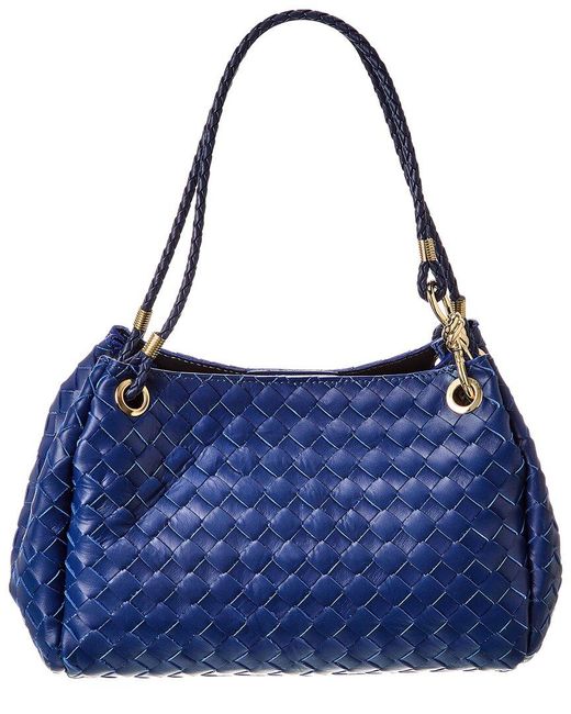 Isabella Rose Blue Georgina Woven Leather Shoulder Bag