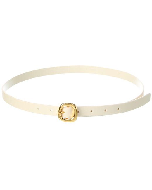 Madewell White Leather Sculptural Buckle Leather Skinny Belt