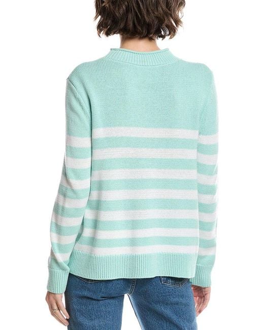 Sail To Sable Green Roll Neck Striped Sweater
