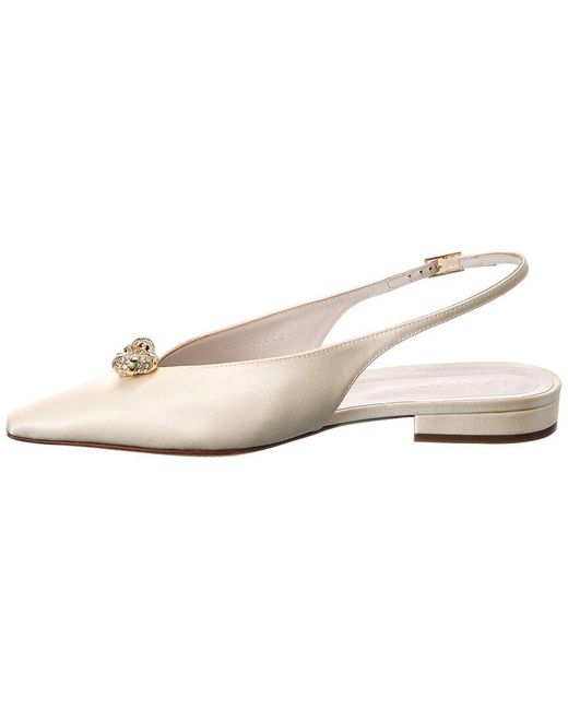 Lanvin White Satin Slingback Flat