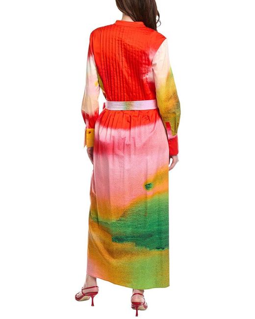 Oscar de la Renta Red Abstract Maxi Dress