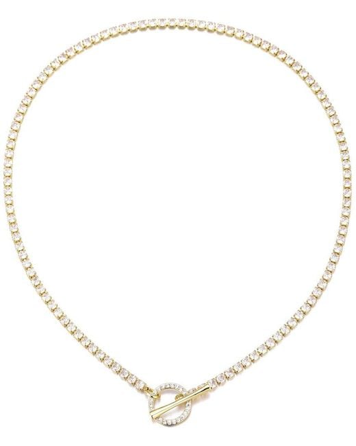 Adornia Metallic 14K Plated Crystal Toggle Tennis Necklace
