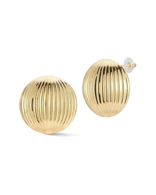 Glaze Jewelry Metallic Plated Chunky Round Ribbed Dome Button Statement Stud Earrings