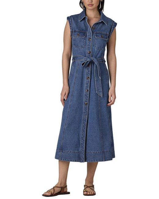 Wit & Wisdom Blue Sleeveless Button Down Maxi Dress