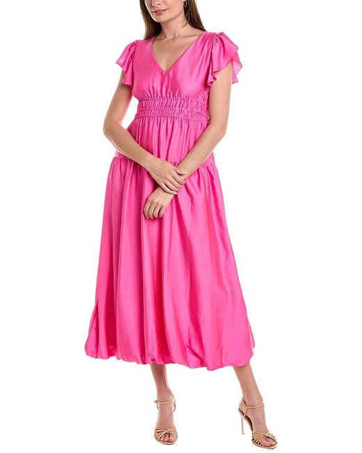 Taylor Pink Satin Midi Dress