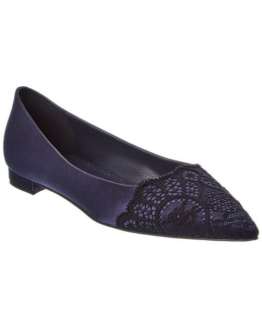 Manolo Blahnik Blue Plankutus Satin Flat