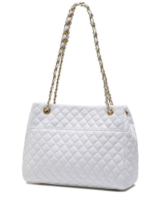 Tiffany & Fred Paris Gray Quilted Leather Tote