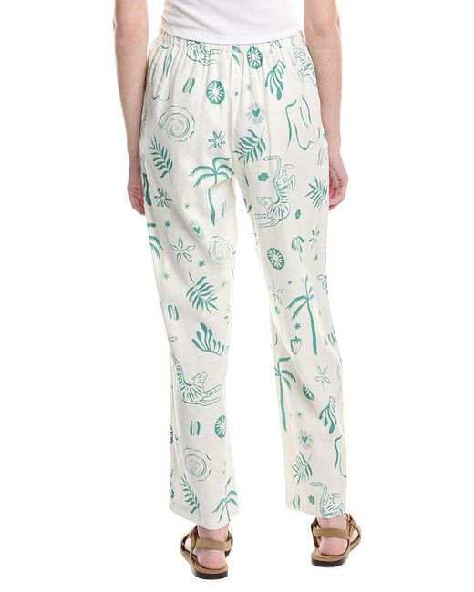 Electric and Rose White Sail Crop Linen-Blend Pant