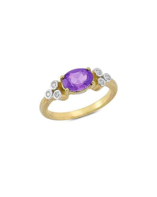 Reiss Multicolor 14K 1.23 Ct. Tw. Diamond & Amethyst Cocktail Ring