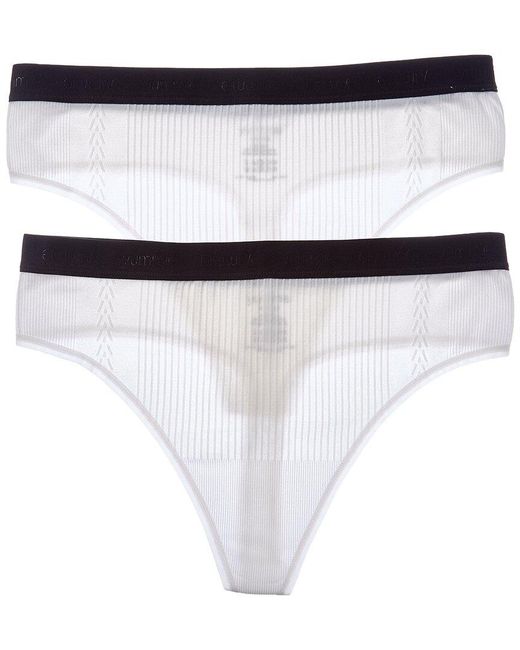 Yummie White Eden Ribbed Thong
